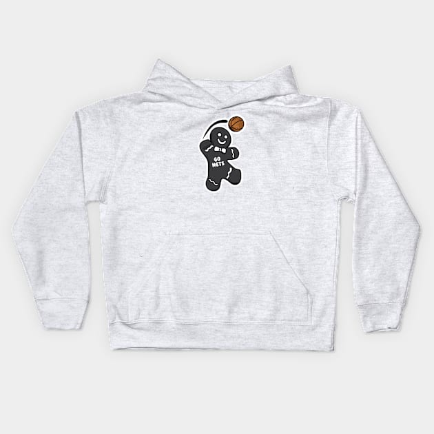 Brooklyn Nets Gingerbread Man Kids Hoodie by Rad Love